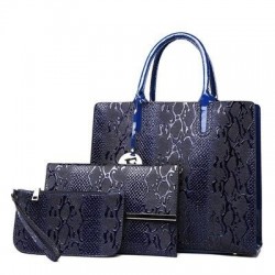 Fashionable leather snake pattern - shoulder / crossbody bag - 3 piecesSets