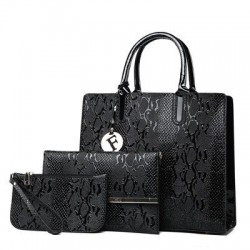 Fashionable leather snake pattern - shoulder / crossbody bag - 3 pieces