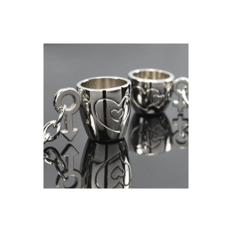 Engraved heart cups - keychain for couples - 2 pieces