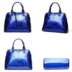 Leather handbag - crossbody - small purse - flowers print - 3 pieces set