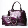 Leather handbag - crossbody - small purse - flowers print - 3 pieces set