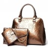 Leather handbag - crossbody - small purse - flowers print - 3 pieces set