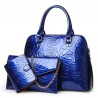 Leather handbag - crossbody - small purse - flowers print - 3 pieces set