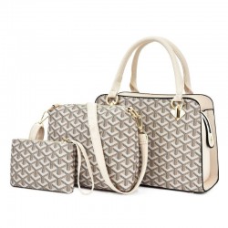Leather handbag - crossbody - small clutch bag - geometric design - 3 pieces set