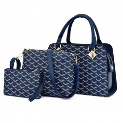 Leather handbag - crossbody - small clutch bag - geometric design - 3 pieces set
