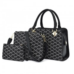 Leather handbag - crossbody - small clutch bag - geometric design - 3 pieces set