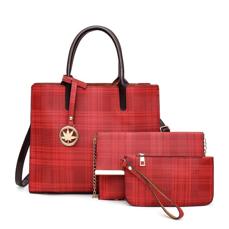 Leather shoulder bag - crossbody - small clutch bag - 3 pieces set