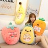 Plush cushion with small toys - transparent pocket - strawberry - avocado - banana - carrot