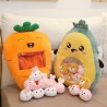Plush cushion with small toys - transparent pocket - strawberry - avocado - banana - carrot