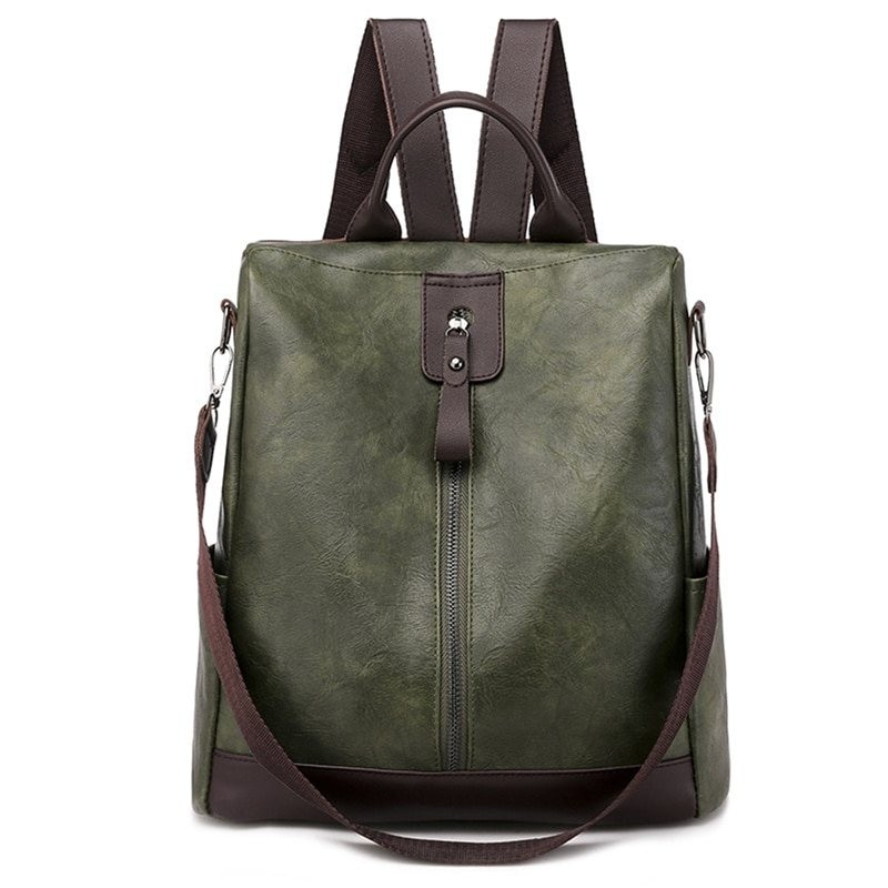 Retro leather backpack / shoulder bag with zippersBackpacks