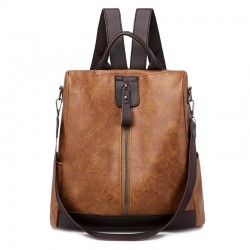Retro leather backpack / shoulder bag with zippers