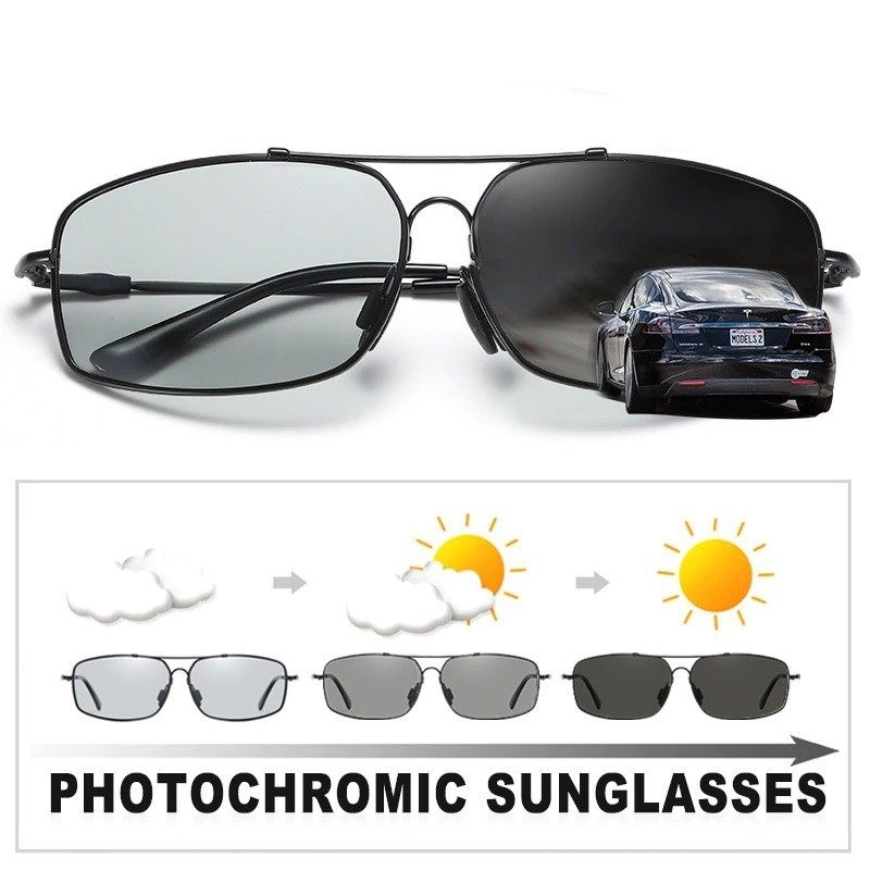 Photochromic metal sunglasses - polarized - day / night driving - UV 400