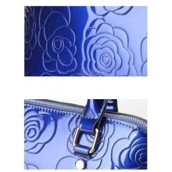 Leather handbag - crossbody - small purse - flowers print - 3 pieces set