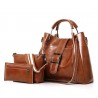 Elegant leather handbag - crossbody - small clutch bag - 3 pieces set