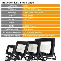 10W - 20W - 30W - 50W - LED flood light - motion sensor - waterproof outdoor reflectorFloodlights