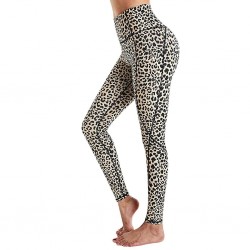 Fitness - Yoga - leggings with pockets - compressed - sweat-absorbent - high waist - leopard print