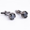 Luxurious cufflinks with black crystal - 2 pieces