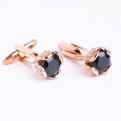 Luxurious cufflinks with black crystal - 2 pieces