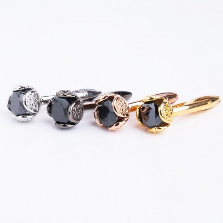 Luxurious cufflinks with black crystal - 2 pieces