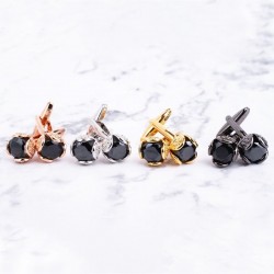 Luxurious cufflinks with black crystal - 2 pieces