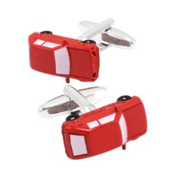 Enamel red car - cufflinks - 2 pieces