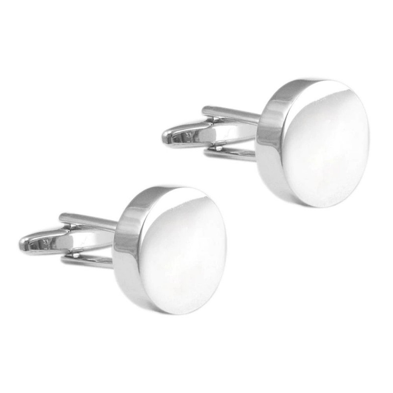 Silver round cufflinks - 2 pieces