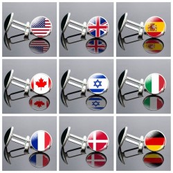 National flag - round glass cufflinks - with box
