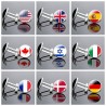 National flag - round glass cufflinks - with box