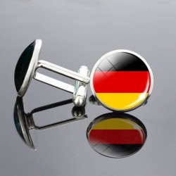 National flag - round glass cufflinks - with box