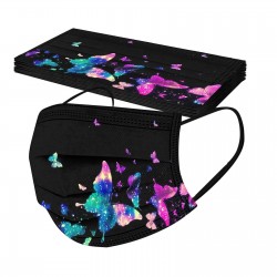 Mouth / face protective face masks - 3 layer - unisex - butterflies print - 10 pieces