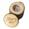 Engagement ring box - rustic wooden case - Marry Me logo