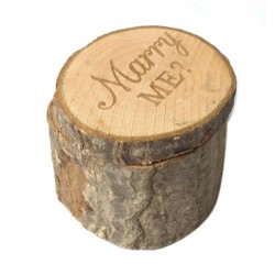 Engagement ring box - rustic wooden case - Marry Me logo