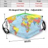 Face / mouth protective mask with 2 PM2.5 filters - for adults / children - world map