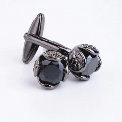 Luxurious cufflinks with black crystal - 2 pieces