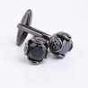 Luxurious cufflinks with black crystal - 2 pieces
