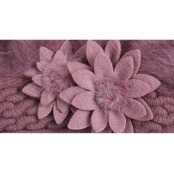 Knitted beret - a warm fur hat with decorative flowers