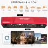HDMI switch - 4 in 1 out - with S/PDIF & L/R audio output - HDTV 4K 60Hz 4:4:4 - IR remote controlHDMI switchers