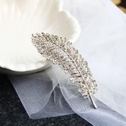 Crystal feather - leaf - hair clip
