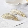 Crystal feather - leaf - hair clip