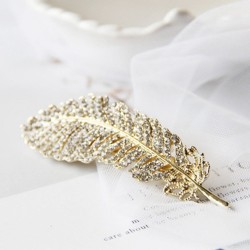 Crystal feather - leaf - hair clip
