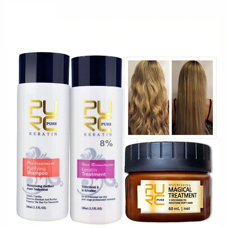 Straightening & repair damaged hair - Brazilian keratin treatment - shampoo - conditioner - mask - 3 piecesHair Straightening & repair damaged hair - Brazilian keratin treatment - shampoo - conditioner - mask - 3 piecesHair