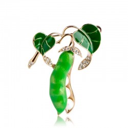 Green peas with pearls - crystal brooch