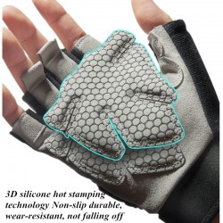 Gym padded gloves - anti-slip silicone grip -with wrist wrap