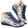 Retro botas de renda - plana - zíper lateral - couro