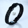 Pulseira de couro trançado - encantos de aço inoxidável - nomes feitos sob encomenda