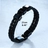 Pulseira de couro trançado - encantos de aço inoxidável - nomes feitos sob encomenda