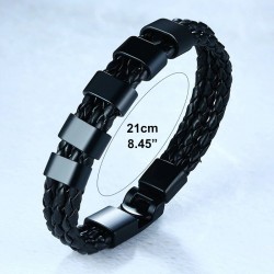 Pulseira de couro trançado - encantos de aço inoxidável - nomes feitos sob encomenda