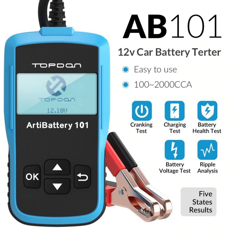 AB101 - 12V - 100 to 2000 CCA - car battery tester - diagnostic toolDiagnosis