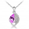 Leaf & crystal pendant - stainless steel necklaceNecklaces