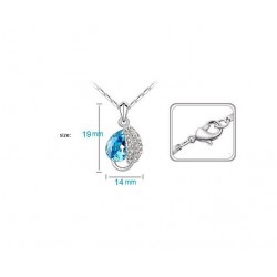 Leaf & crystal pendant - stainless steel necklaceNecklaces